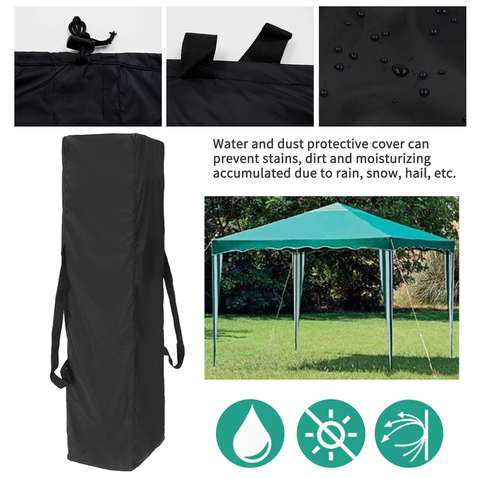 Cheap Goat Tents 210D Polyester Outdoor Awnings Tent Storage Bag Black Pavilion Tent Canopy Handle Design Durable Gazebo Camping Supplies   